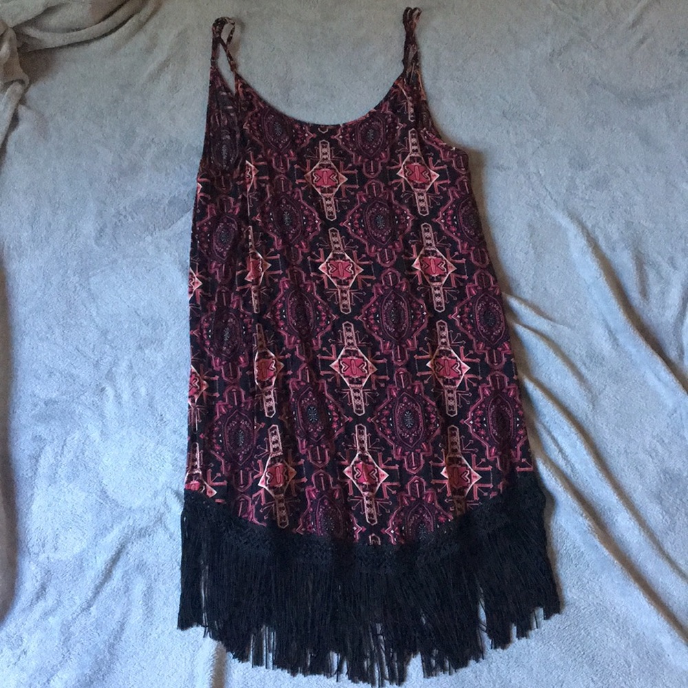 Patterns dress with fringe details